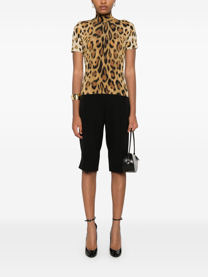 Short Sleeve Jaguar Print Ribbed Top