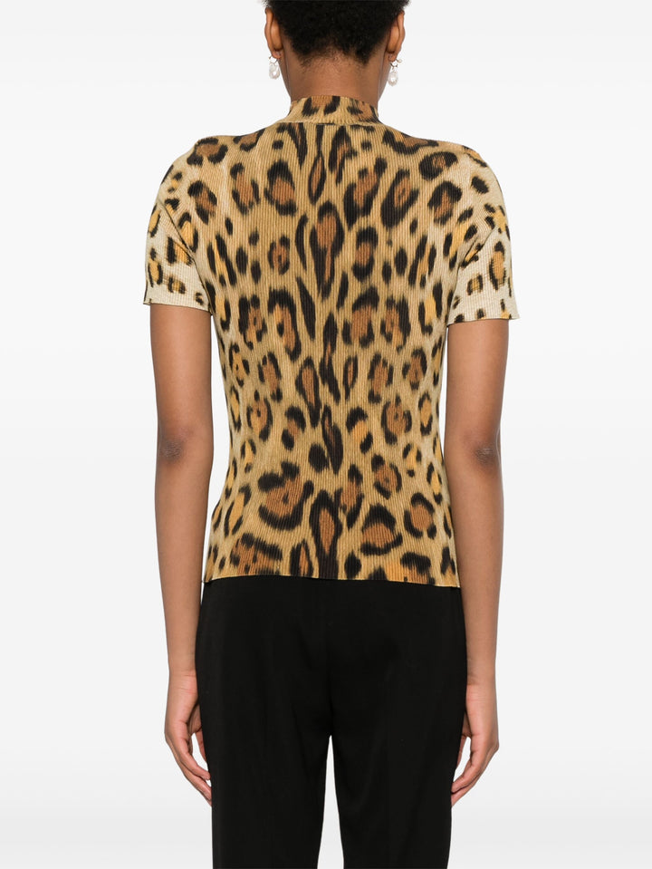 Short Sleeve Jaguar Print Ribbed Top