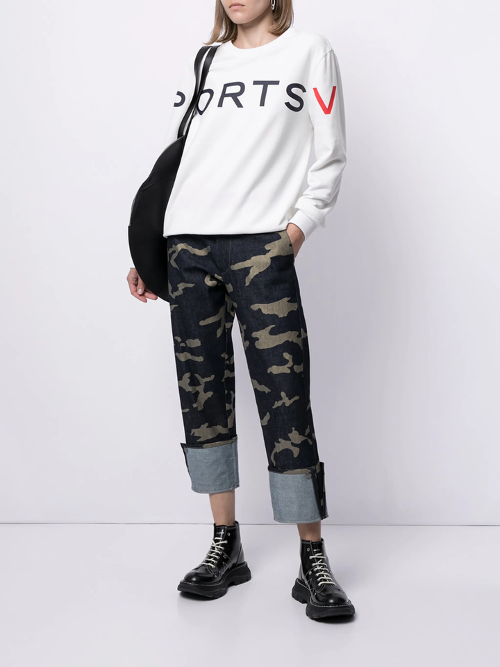 Cut&Sew Long Sleeve Crew Neck Sweatshirt