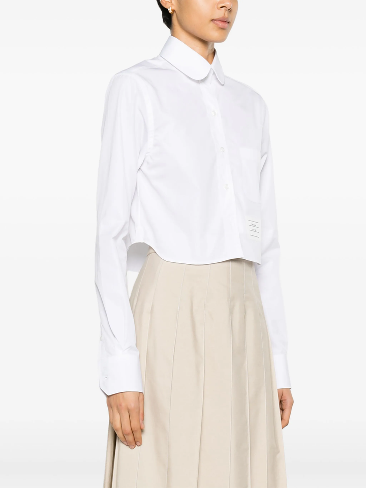 Poplin Classic Round Collar Cropped Shirt Women