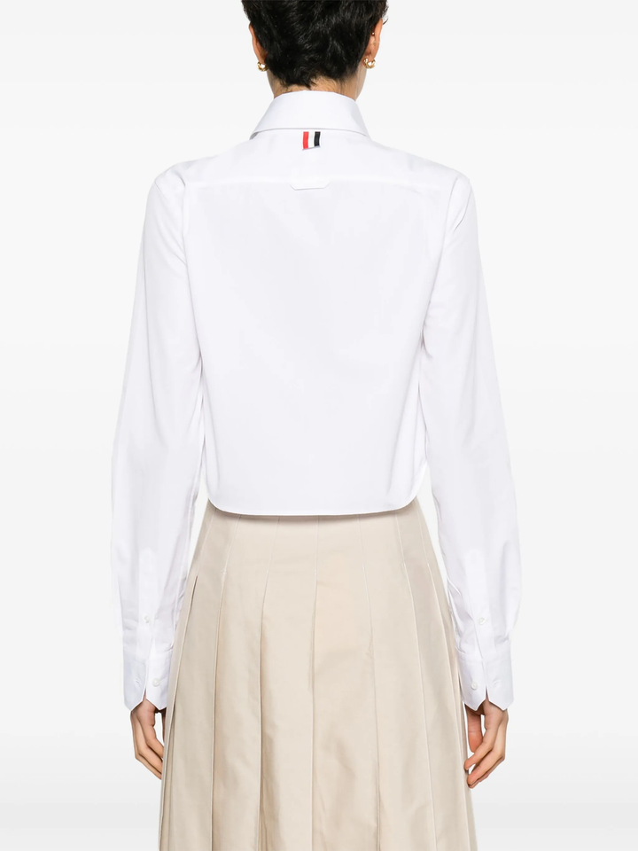 Poplin Classic Round Collar Cropped Shirt Women