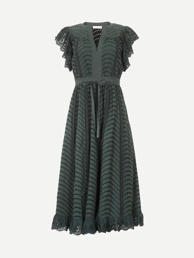 Olga Flutter Sleeve Midi Dress