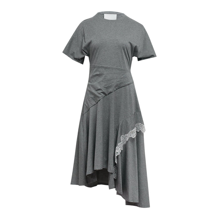 Club21 - 3.1 Phillip Lim - Draped T-Shirt Dress With Lace Trim - KNIT DRESSES - Grey