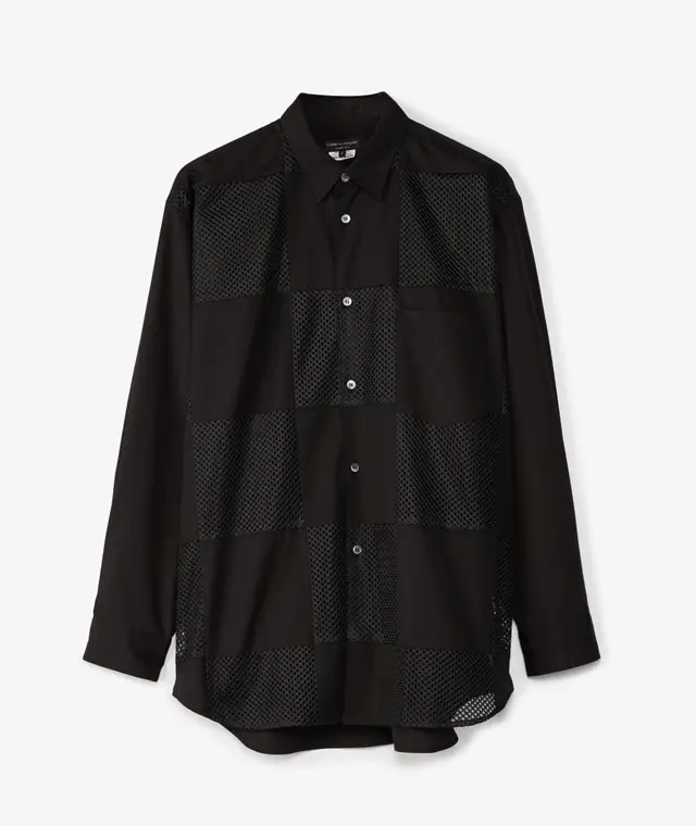 Cotton Broad X Polyester Mesh Shirt