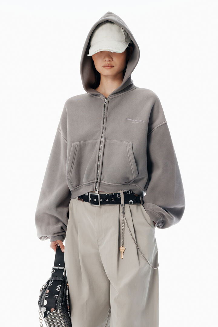Oversized Cropped Zip-Up Hoodie