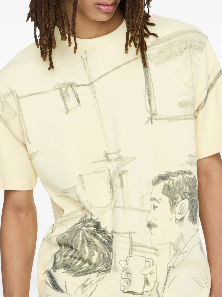 Cafe Scene Allover Print T-Shirt