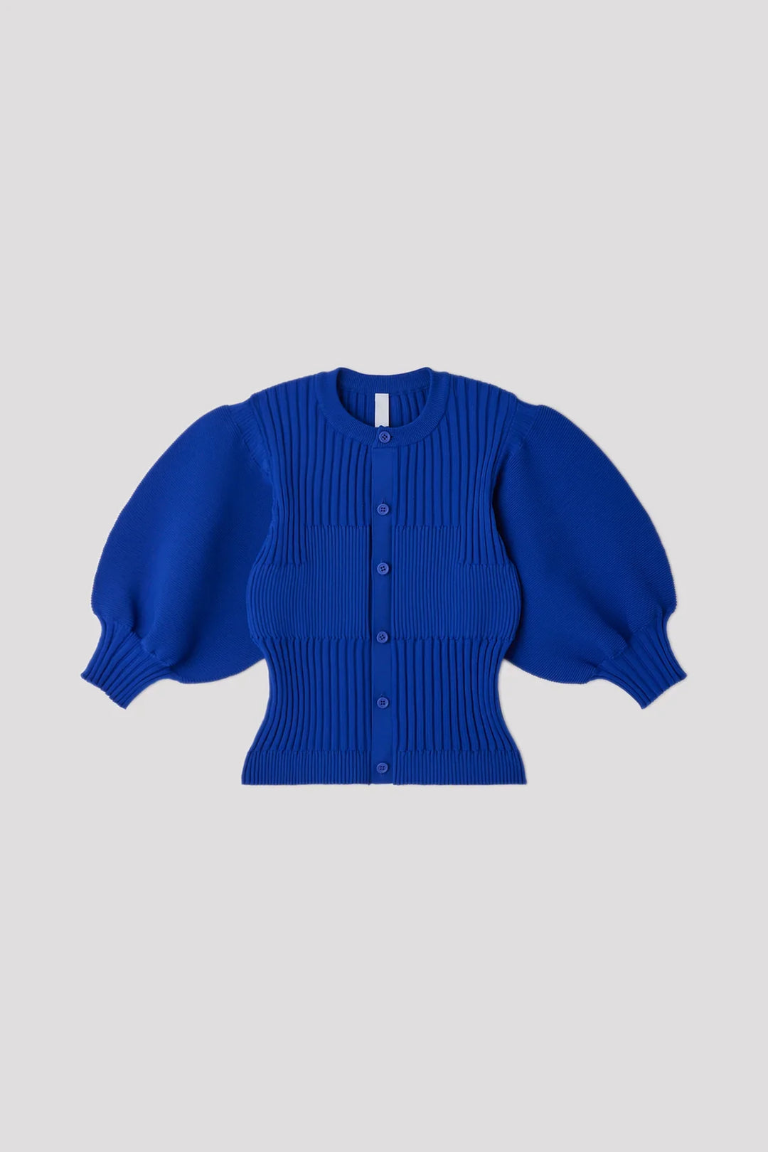 Fluted Short Puff Sleeve Cardigan