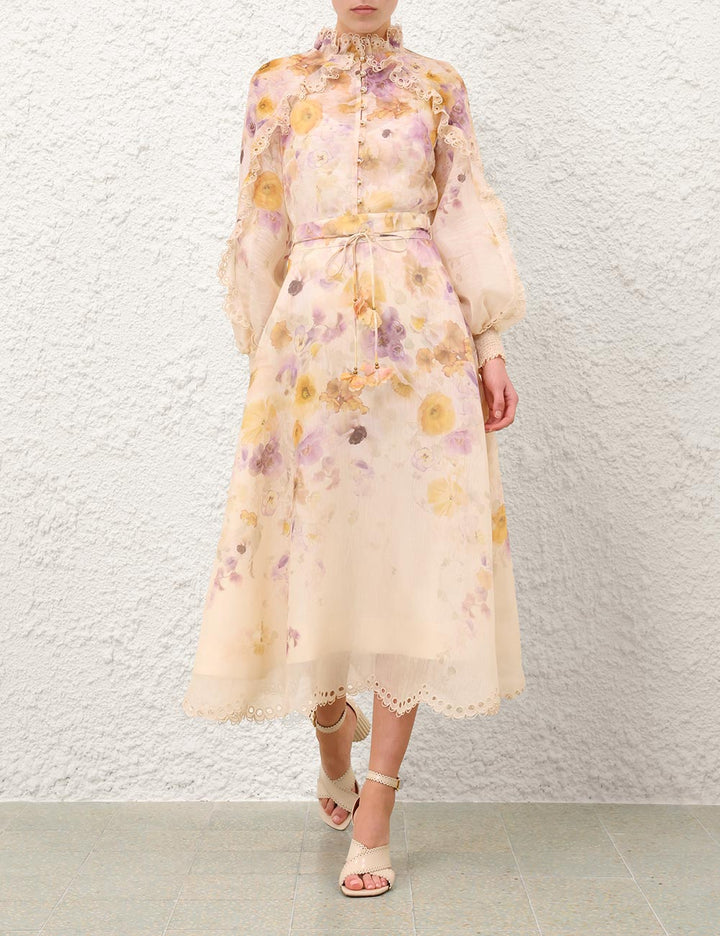 Memento Embroidered Midi Skirt