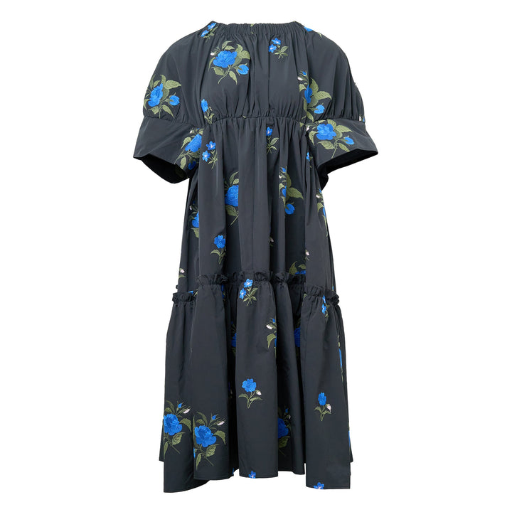 Black Roses Embroidery Long Dress