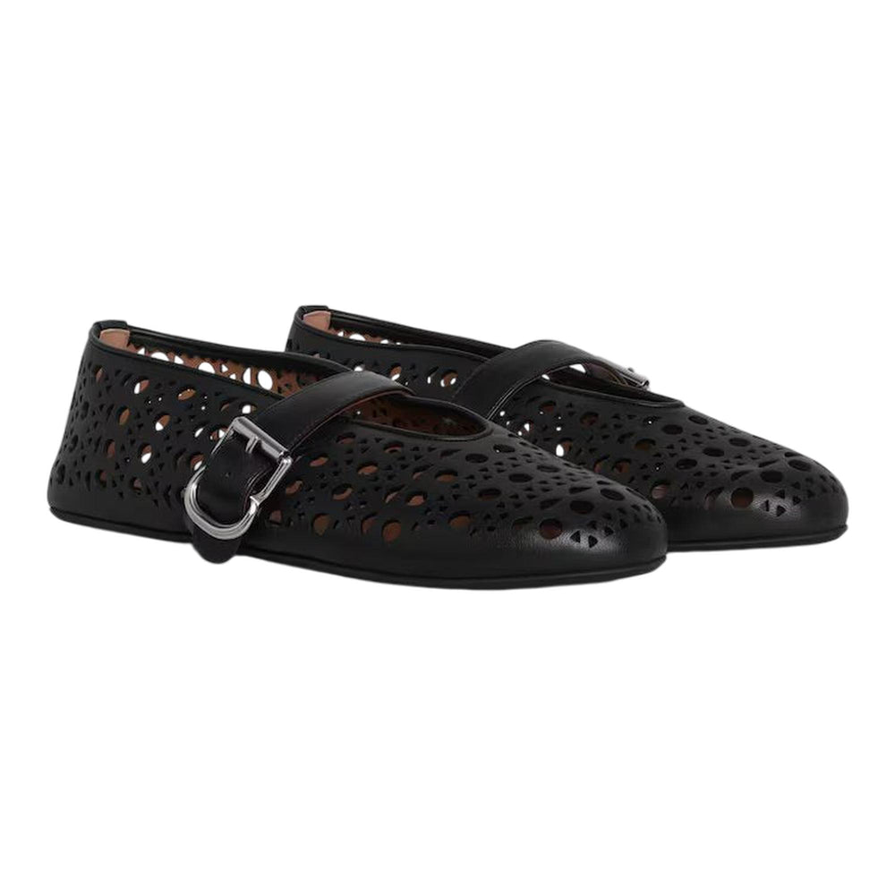 Club21 - ALAIA - Ballerinas Perforated Goatskin - FLAT SHOES - Black