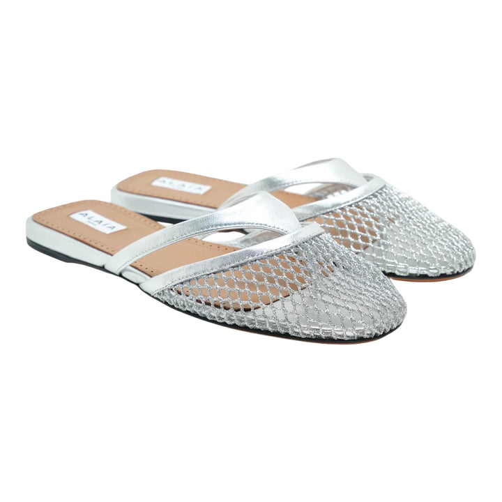 Club21 - ALAIA - Fishnet Mules - FLAT SANDALS - Silver