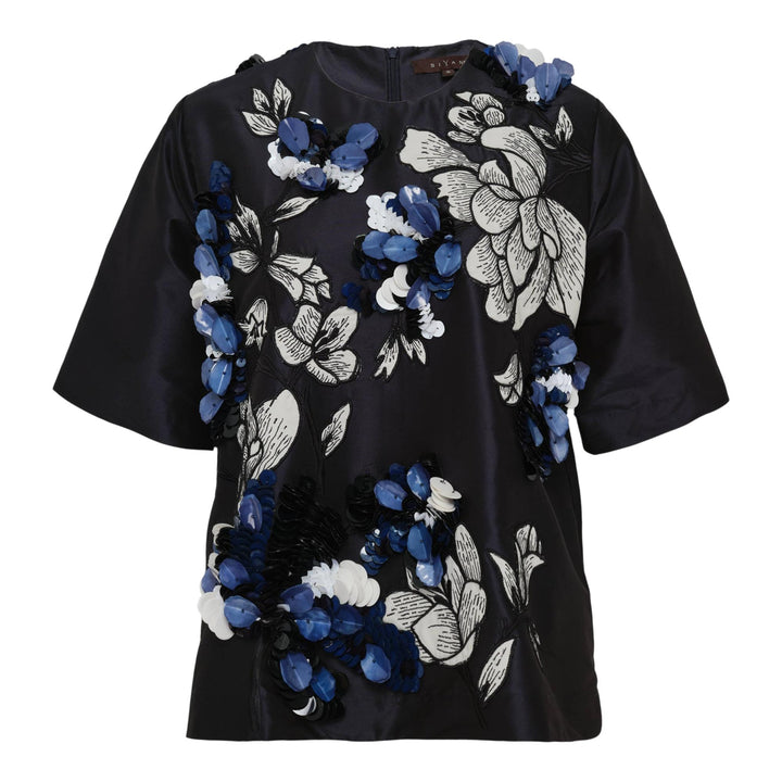 Club21 - Biyan - Embellished Taffeta Top - WOVEN TOPS - Navy