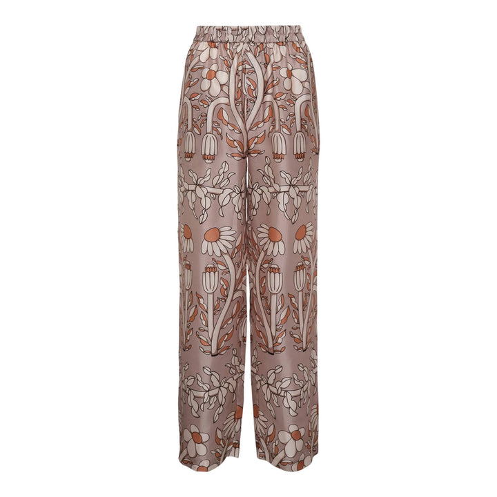 Club21 - Biyan - Twill Silk Print Straight Leg Pants - PANTS - Beige