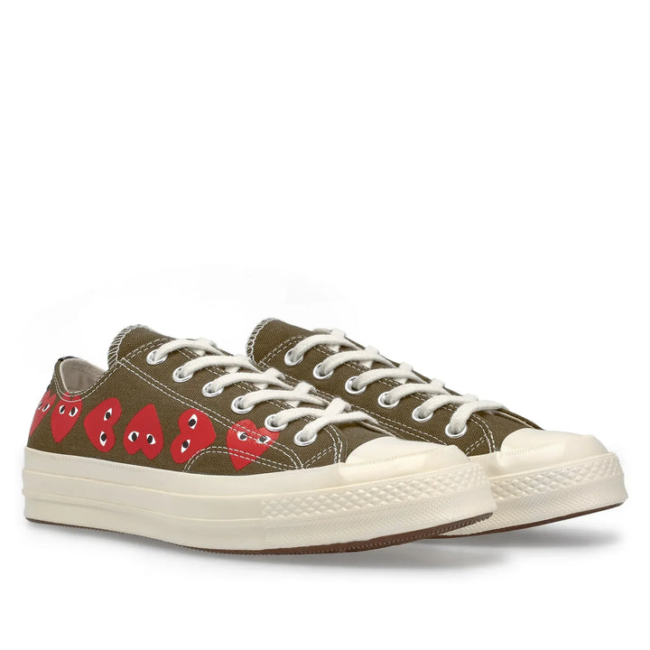 COMME-des-GARCONS-PLAY-CONVERSE-Converse-Multi-Hearts-Low-Top-Sneakers-Khaki-2