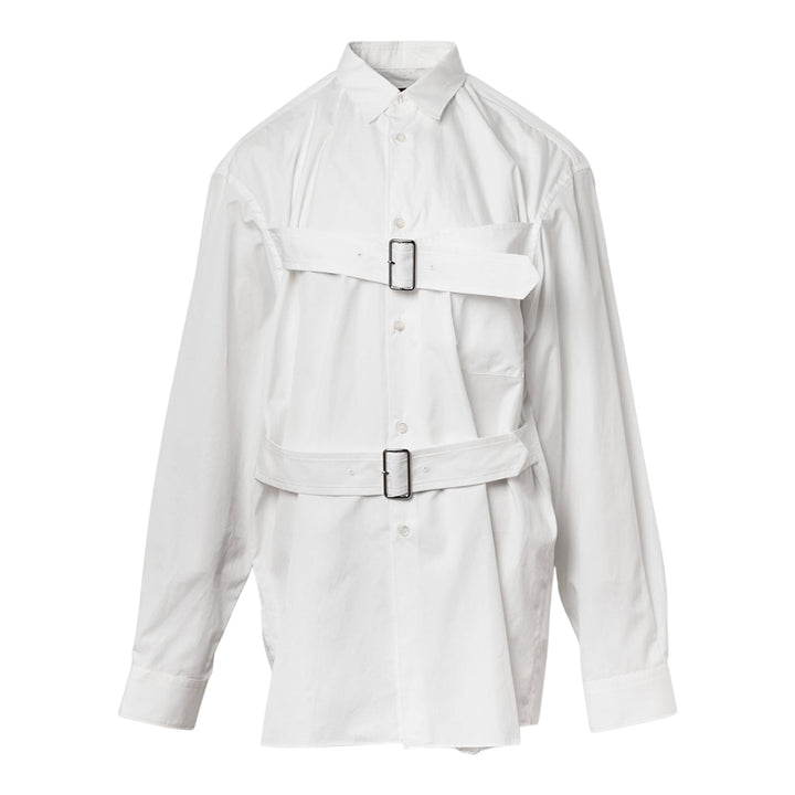 Club21 - COMME des GARCONS BLACK - Cotton Buckled Long Sleeve Shirt - SHIRTS - White