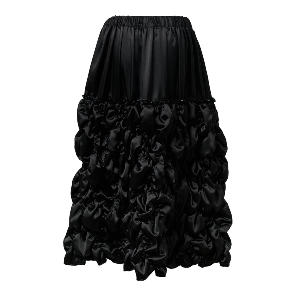 Club21 - COMME des GARCONS BLACK - Polyester Thin Satin Gathered Skirt - SKIRTS - Black