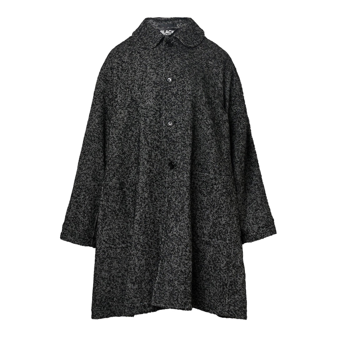 Club21 - COMME des GARCONS BLACK - Tweed Herringbone Round Collar Coat - COATS - Black