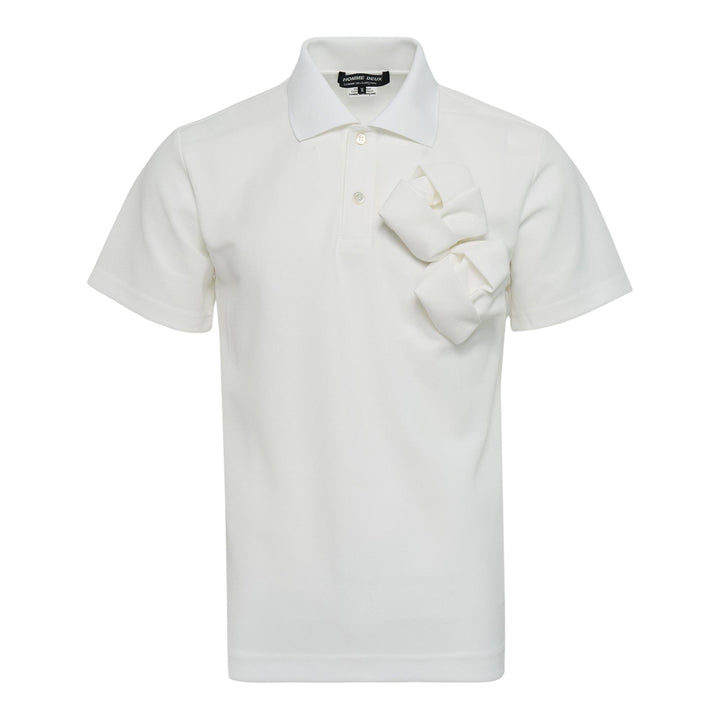 Club21 - COMME des GARCONS HOMME DEUX - Polyester Pique Rose Applique Polo - POLOS - Off-White
