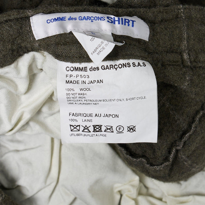 Club21 - COMME des GARCONS SHIRT - Wool Windowpane Check Pants - WOVEN PANTS - Khaki
