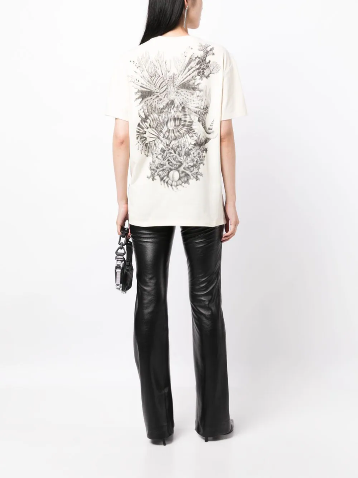 Del Core T-Shirt With Coral Print White 2