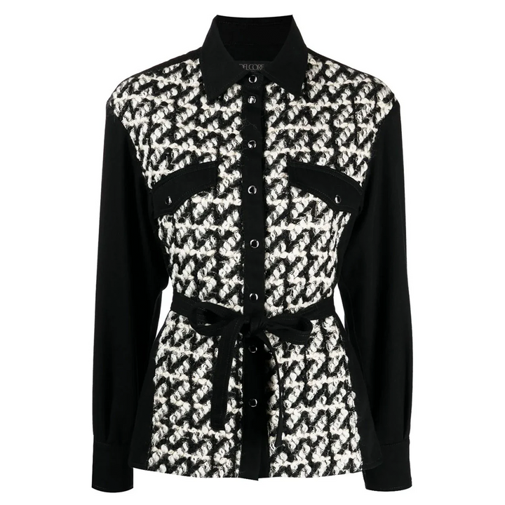 配腰帶牛仔襯衫