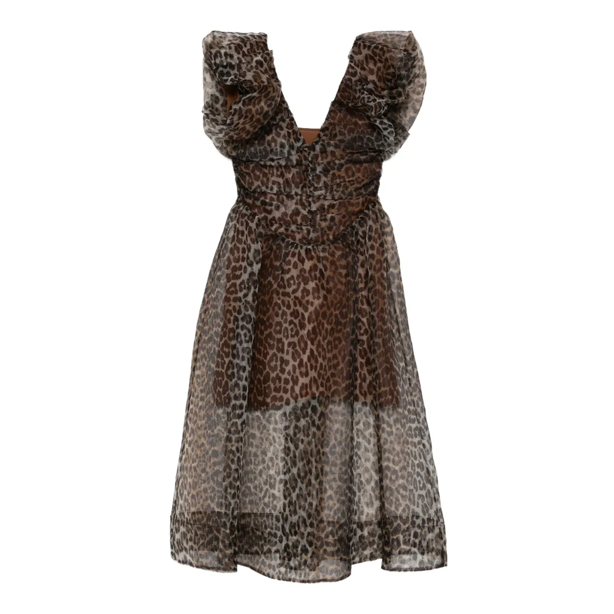 Printed Textured Organza Long Dress | GANNI