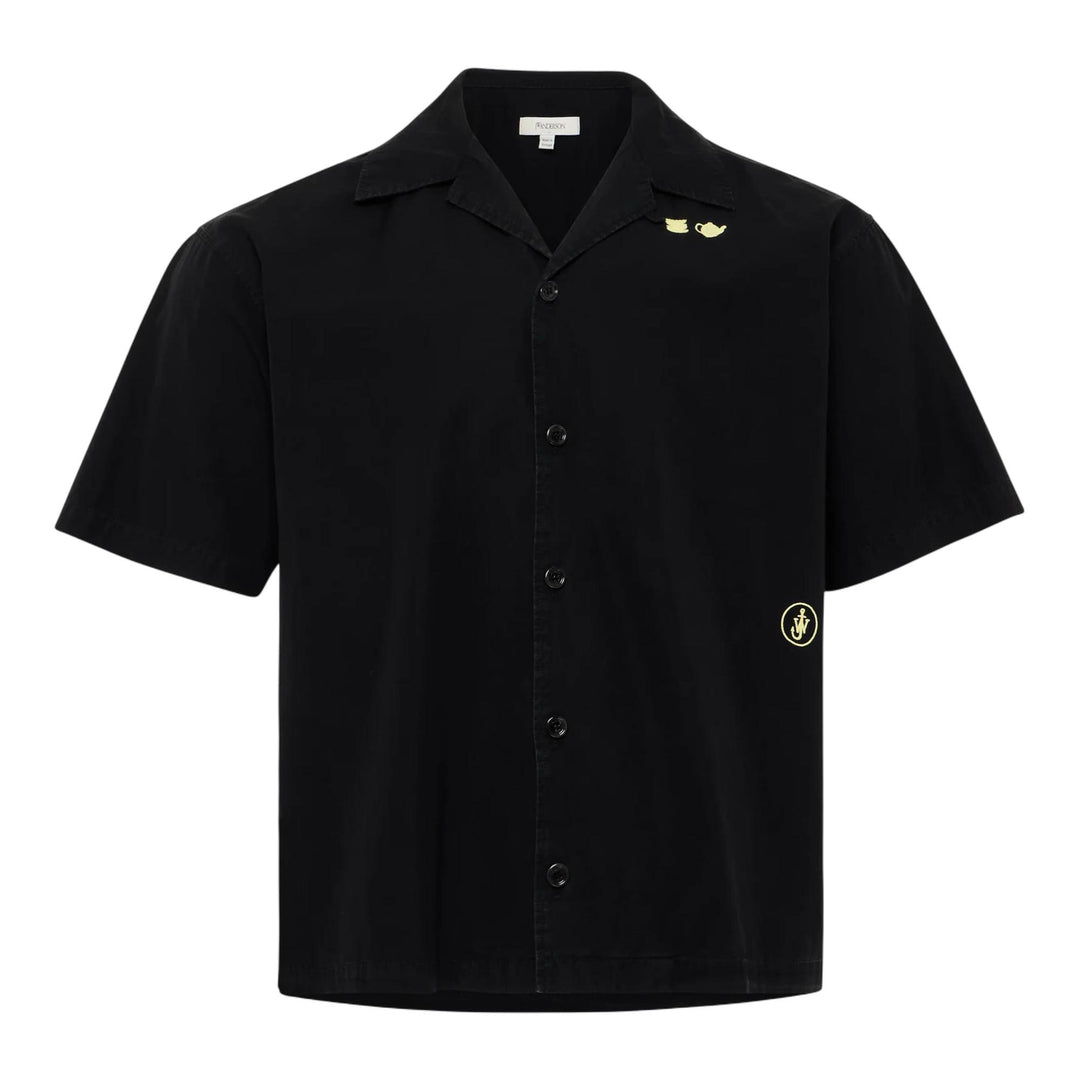 Club21 - JW Anderson - Contrast Embroidery Short Sleeve Shirt - SHIRTS - Black