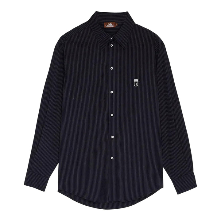 Club21 - Late Checkout - Navy Pinstripe Western Shirt - SHIRTS - Dark Blue
