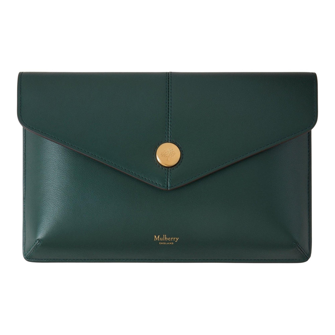 Club21 - Mulberry - Press Stud Envelope Pouch Mulberry Green Micro Classic Grain - POUCHES - Mulberry Green