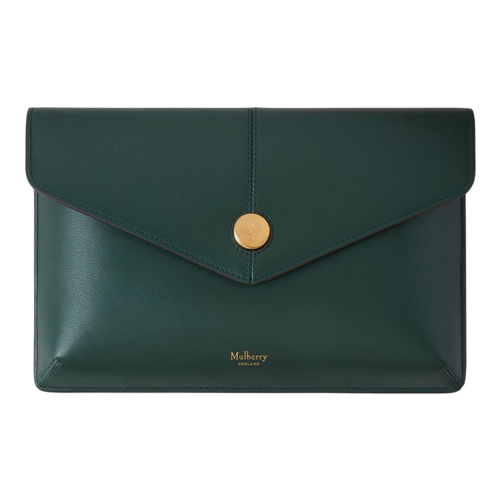 Club21 - Mulberry - Press Stud Envelope Pouch Mulberry Green Micro Classic Grain - POUCHES - Mulberry Green