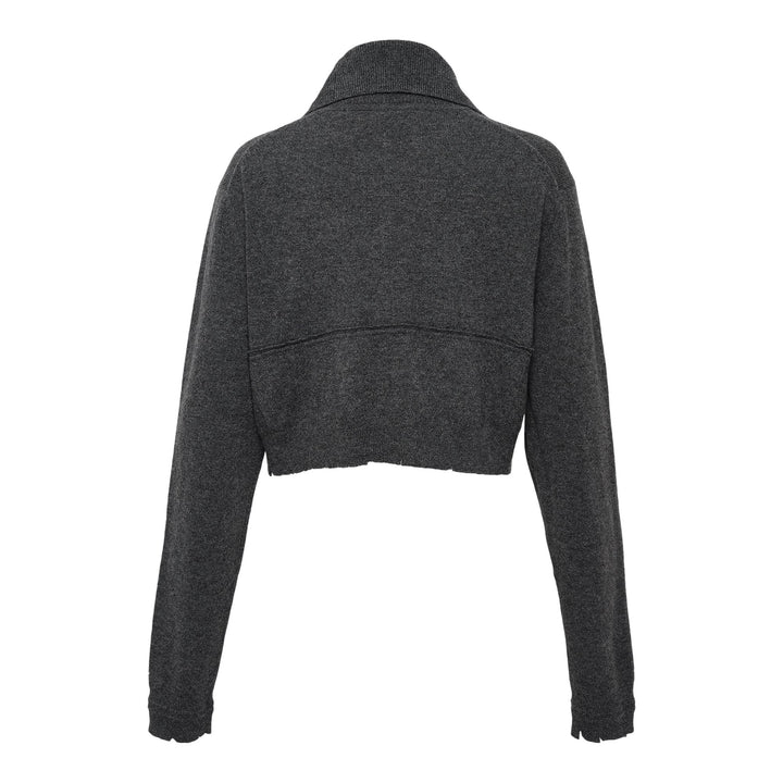 Club21 - RE;CODE - Destroyed Cashmere Knit Zip Up Sweater - SWEATERS - Grey