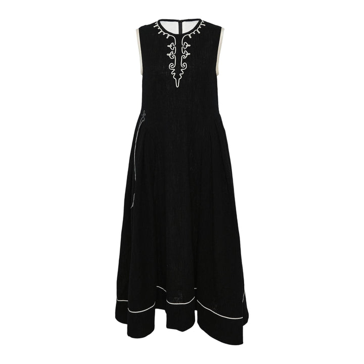 Club21 - Renli Su - Cotton Cocoon-Shaped Sleeves Dress - WOVEN DRESSES - Black