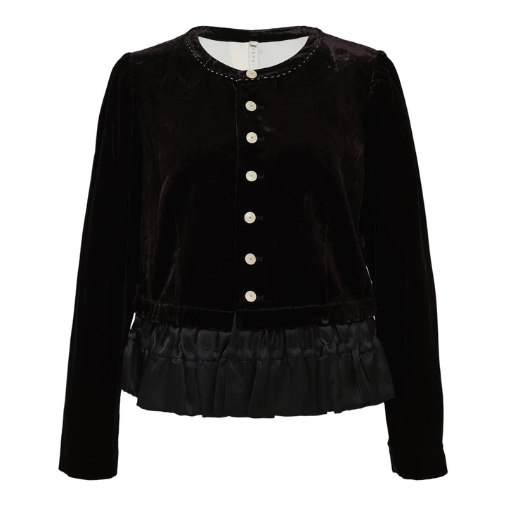 Club21 - Renli Su - Cropped Velvet Jacket - JACKETS - Black