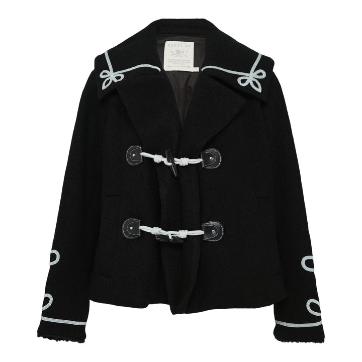 Club21 - Renli Su - Linen Midi Skirt Lace Hem - JACKETS - Black