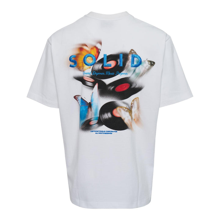 Club21 - SOLID HOMME - Abstract Vinyl Records Print Tee - TEES - White