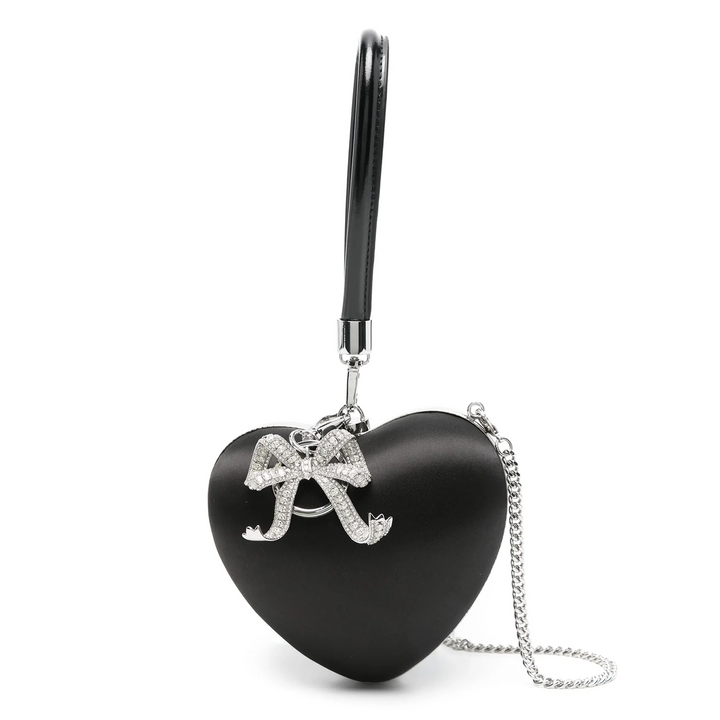 Black Satin Top Handle Heart
