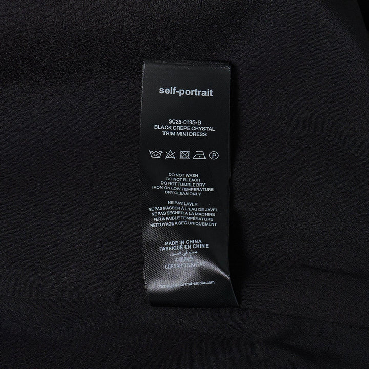 Club21 - Self-Portrait - Black Crepe Crystal Trim Mini Dress - WOVEN DRESSES - Black