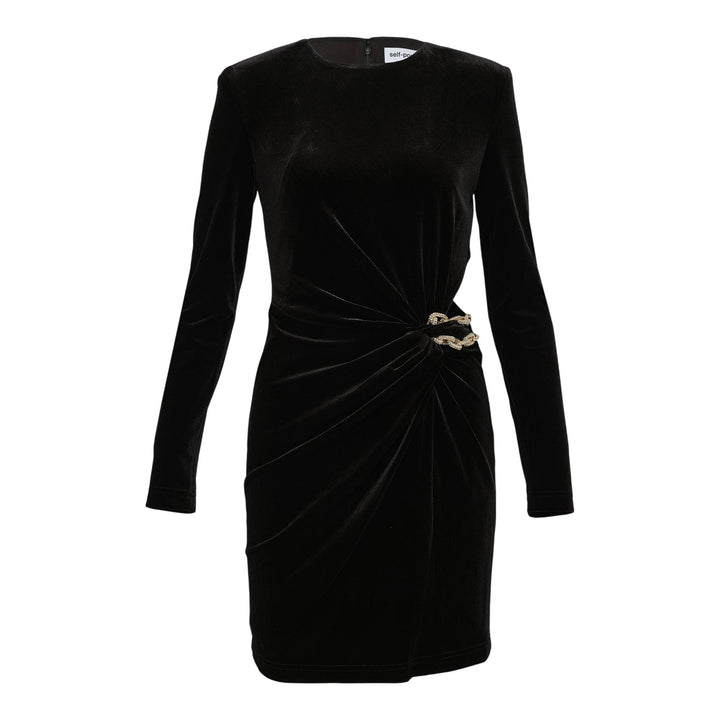 Club21 - Self-Portrait - Black Velvet Embellished Mini Dress - WOVEN DRESSES - Black