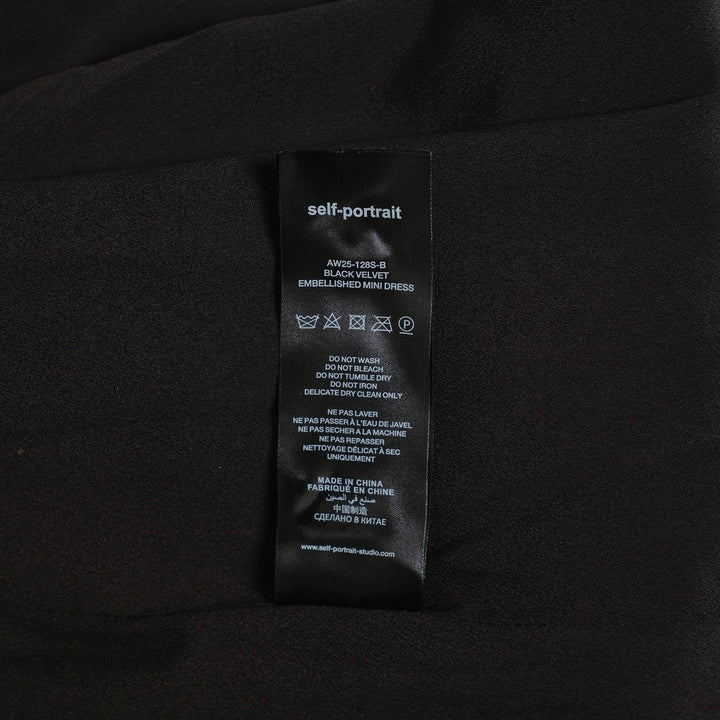 Club21 - Self-Portrait - Black Velvet Embellished Mini Dress - WOVEN DRESSES - Black
