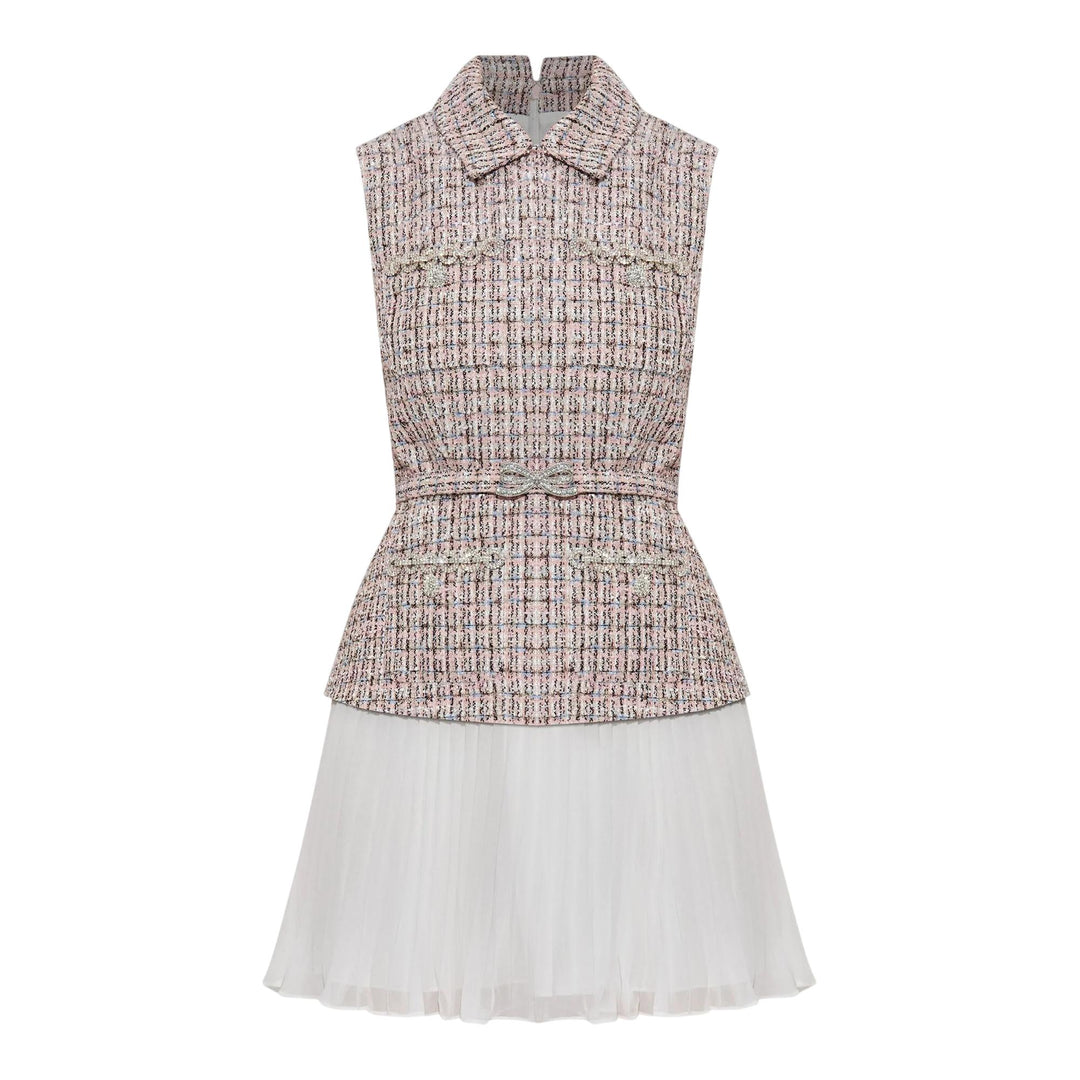 Club21 - Self-Portrait - Pink Boucle Chiffon Mini Dress - WOVEN DRESSES - Pink