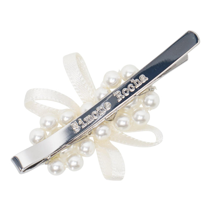 Club21 - Simone Rocha - Petite Bow Detail Mini Flower Hair Pin - HAIR ACC. - White