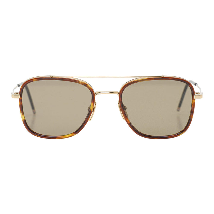 Club21 - Thom Browne - Acetate And Titanium Rectangular Aviator Sunglasses Unisex - EYEWEAR - Brown