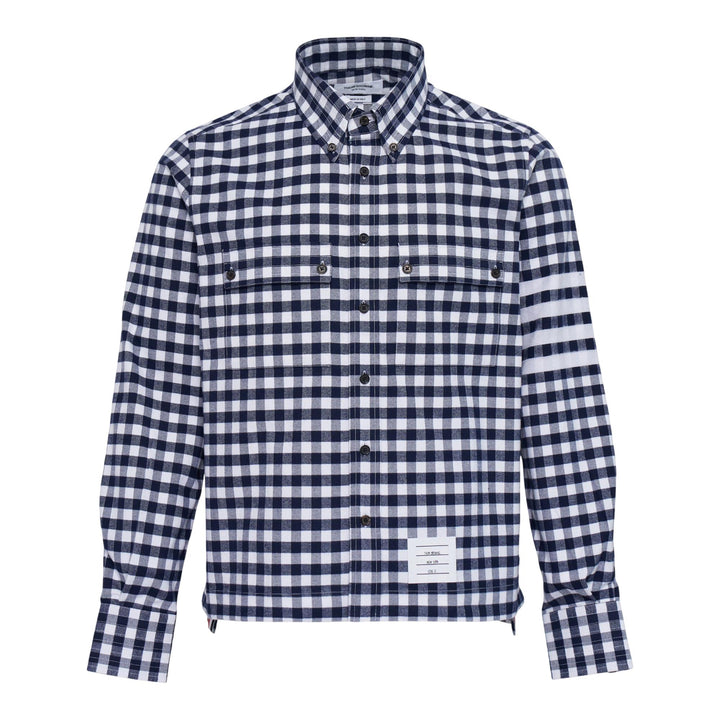 Club21 - Thom Browne - Gingham Check Flannel 4-Bar Utility Shirt Men - SHIRTS - Navy