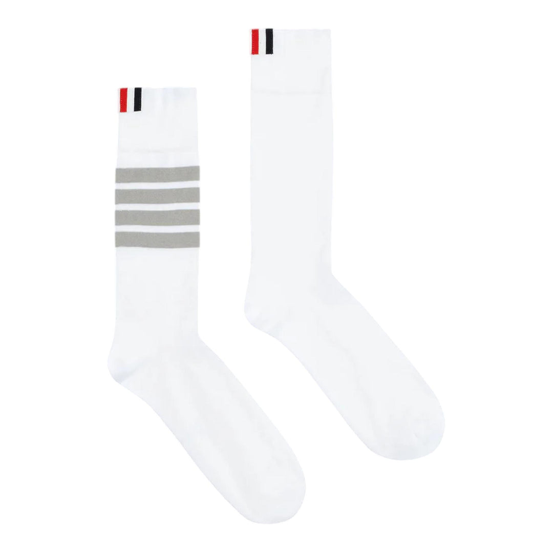 Club21 - Thom Browne - Lightweight Cotton 4-Bar Mid Calf Socks Men - SOCKS - White