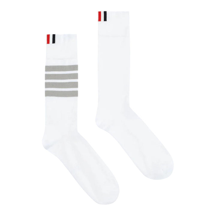 Club21 - Thom Browne - Lightweight Cotton 4-Bar Mid Calf Socks Men - SOCKS - White