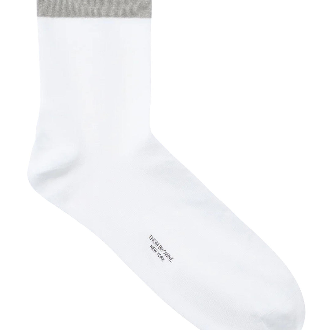 Club21 - Thom Browne - Lightweight Cotton 4-Bar Mid Calf Socks Men - SOCKS - White