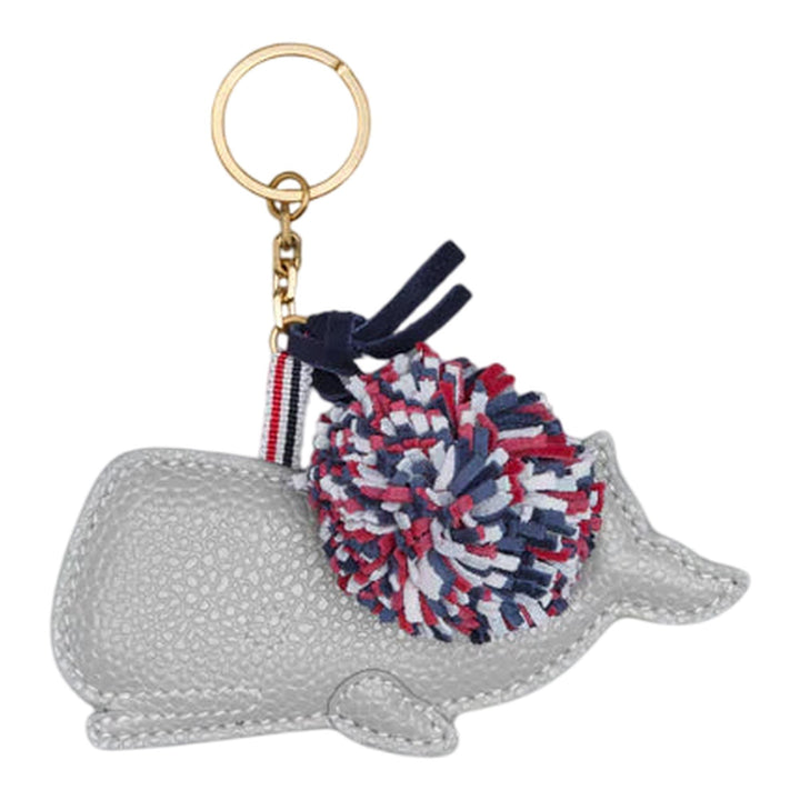 Club21 - Thom Browne - Pebble Grain Leather Rwb-Pom Pom Whale Keyring Men - KEYRINGS - Light Grey