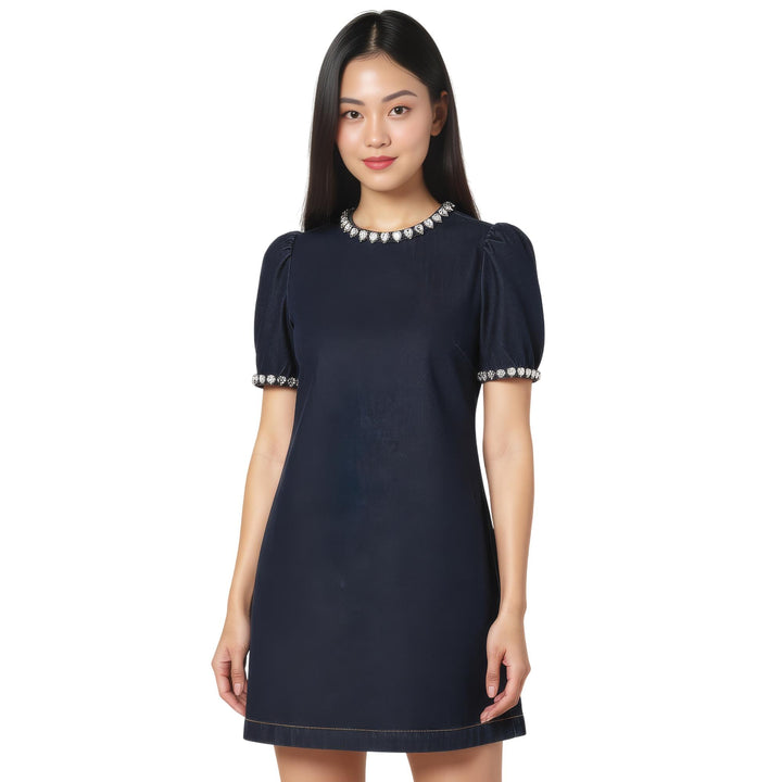 Club21 - ZIMMERMANN - Embellished Denim Dress - DRESSES - Dark Blue