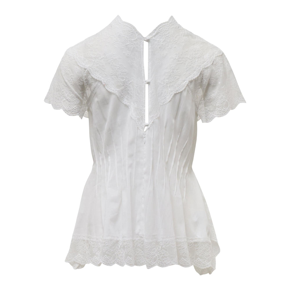 Club21 - pushBUTTON - White Lace Trim Darted Top - BLOUSES - White