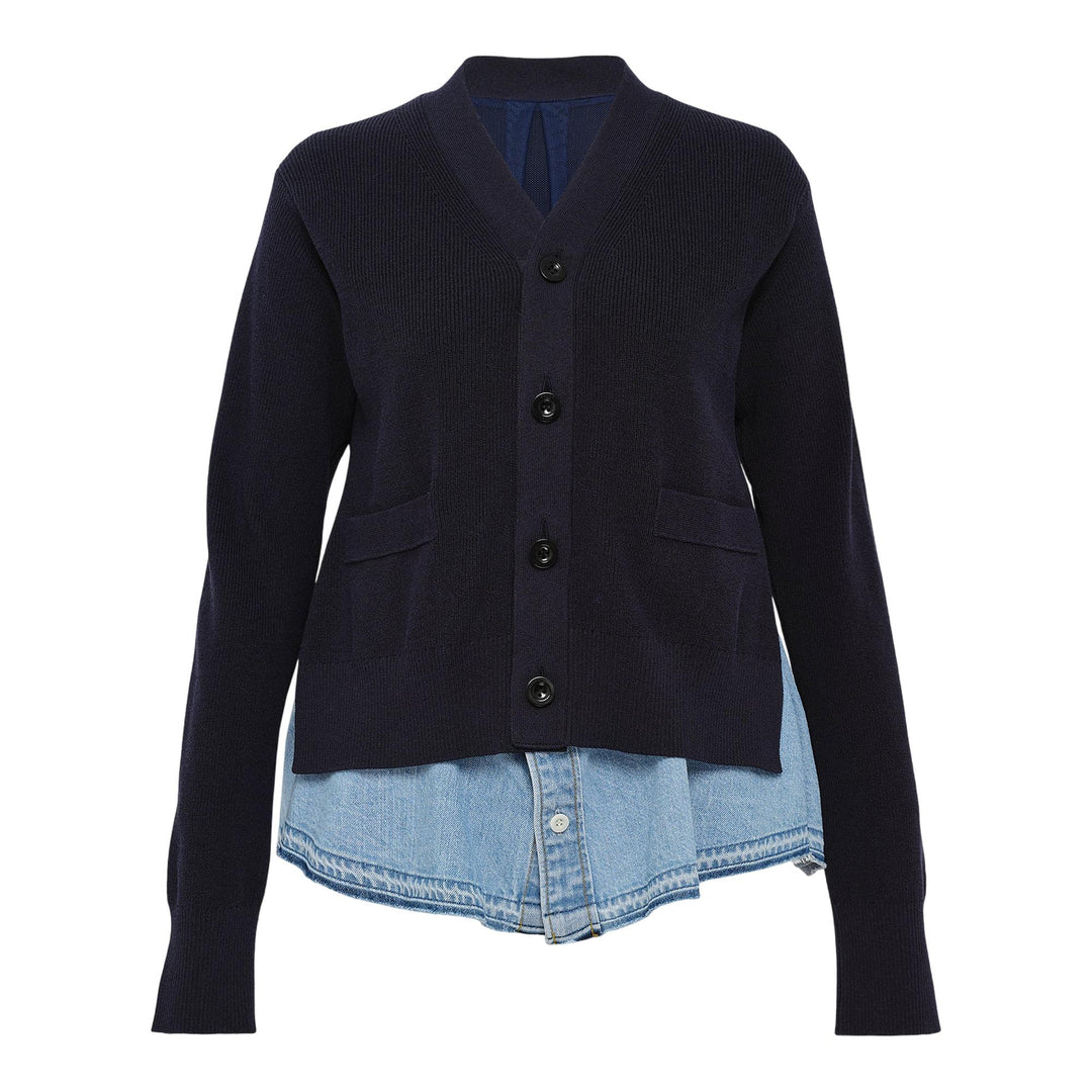 Club21 - sacai - Denim x Knit Cardigan - CARDIGANS - Navy